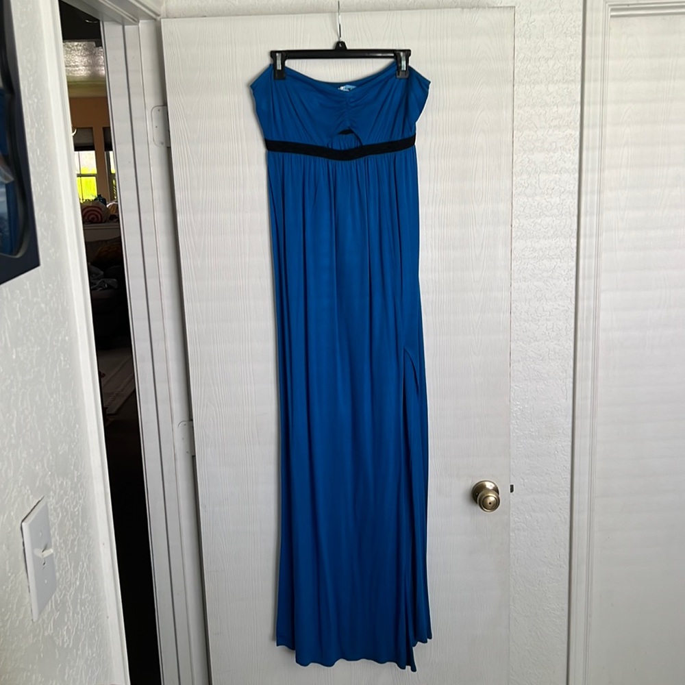 Silence + noise long blue maxi dress - strapless Sz L